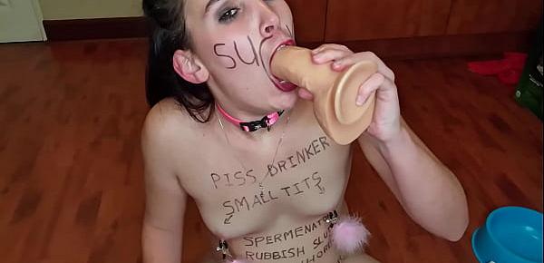  Worthless slut degrading herself | body writing | adult toys